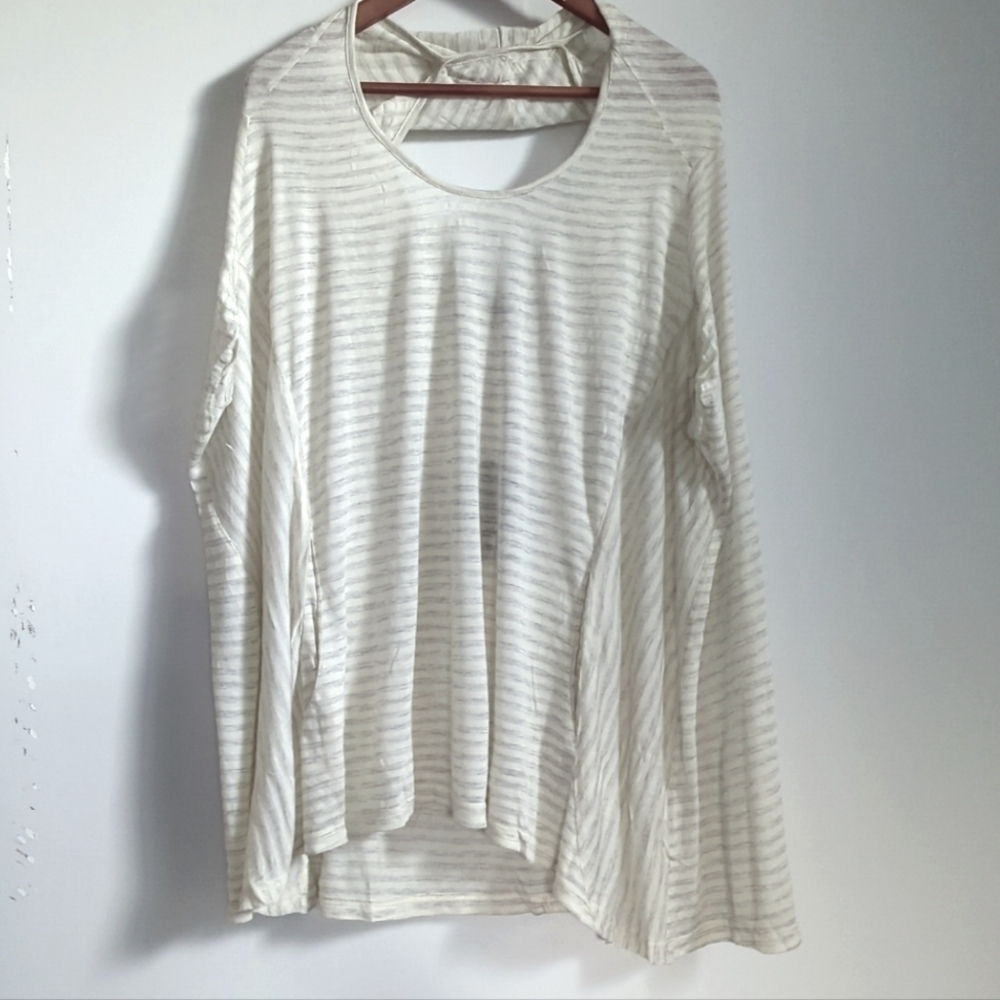 UNIQ | Off White/Grey Women's Striped Oversized Distressed Poncho Style…